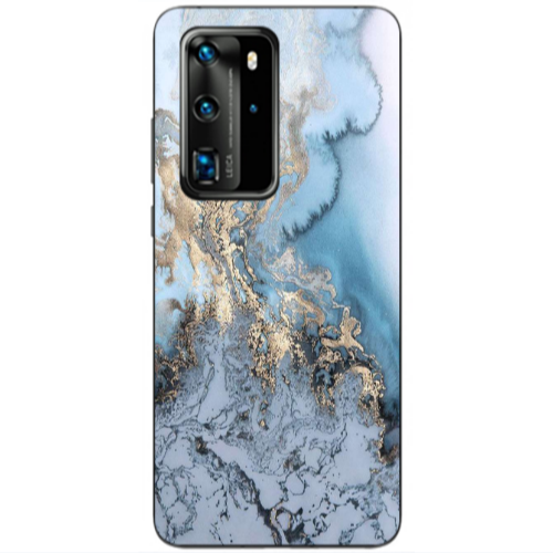 Huawei P40 Pro Marble Gold Design Transparent Silicone TPU Θήκη