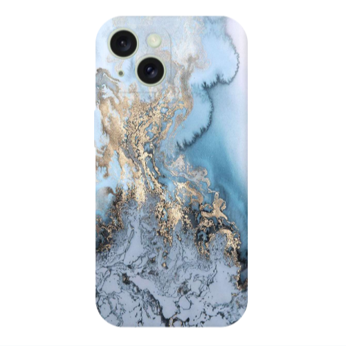 Apple iPhone 15 Plus Marble Gold Design Transparent Silicone TPU Θήκη