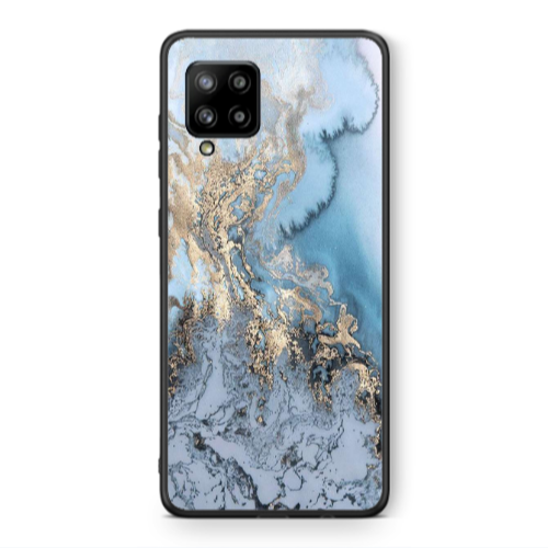 Samsung A42 5G Marble Gold Design Black Glossy Θήκη