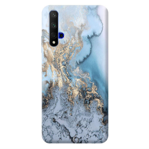 Huawei Nova 5 T Marble Gold Design Transparent Silicone TPU Θήκη
