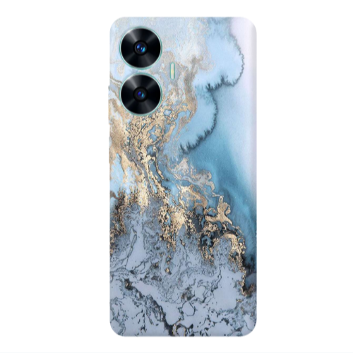 Realme C55 Marble Gold Design Transparent Silicone TPU Θήκη