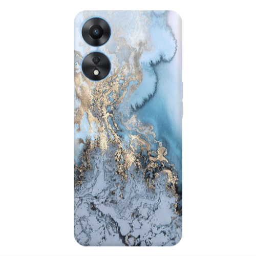 Oppo A 98 Marble Gold Design Transparent Silicone TPU Θήκη