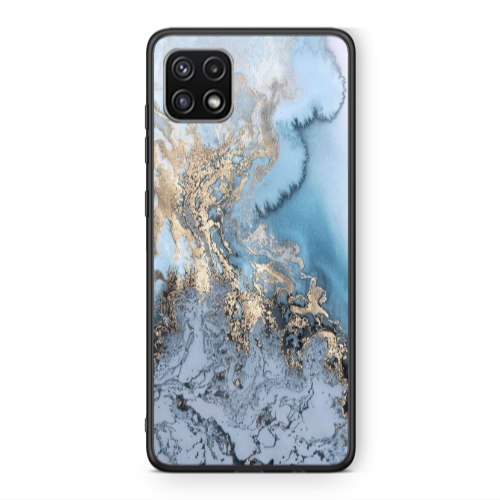 Samsung A22 5G Marble Gold Design Black Glossy Θήκη