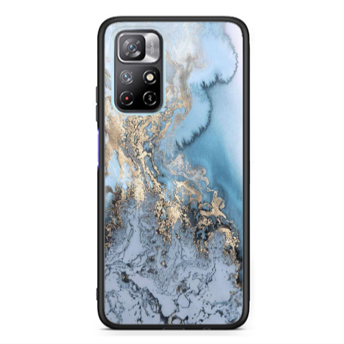Xiaomi Poco M4 Pro 5G Marble Gold Design Black Glossy Θήκη