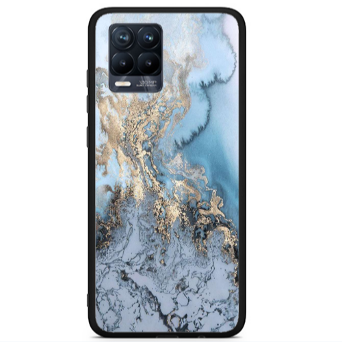 Realme 8 i Marble Gold Design Black Glossy Θήκη
