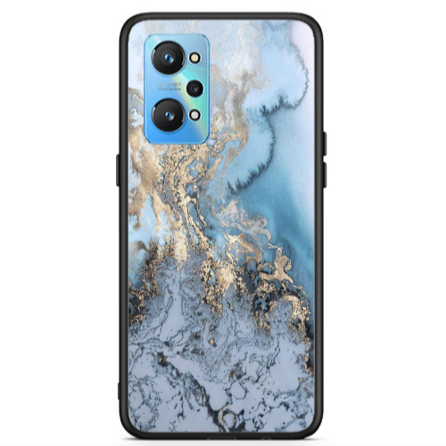 Realme Gt Neo 2 Marble Gold Design Black Glossy Θήκη