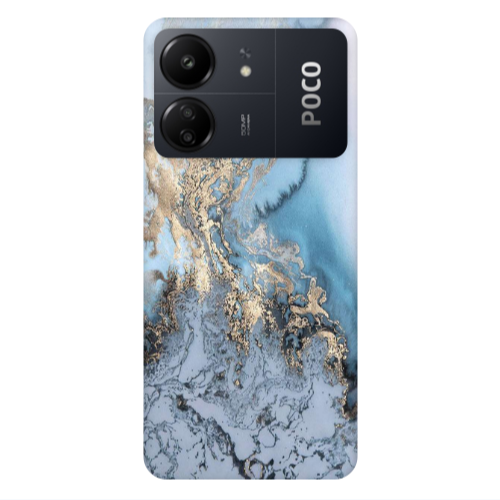 Xiaomi Poco C65 Marble Gold Design Transparent Silicone TPU Θήκη