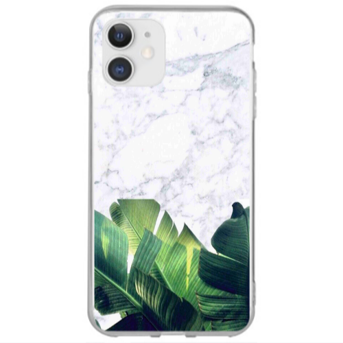 Apple iPhone 12 Marble Laves Transparent Silicone TPU Θήκη