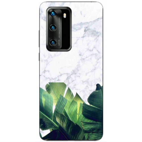 Huawei P40 Marble Laves Transparent Silicone TPU Θήκη