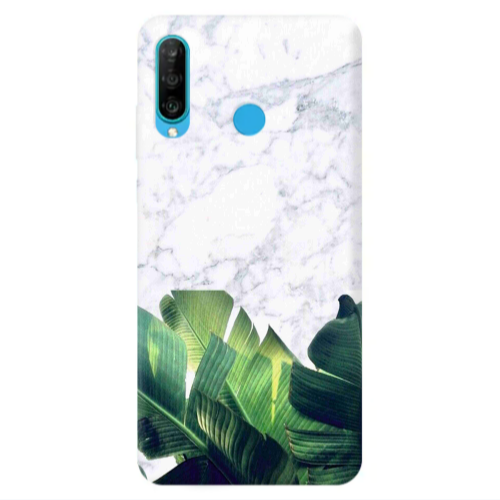 Huawei P30 Lite Marble Laves Transparent Silicone TPU Θήκη