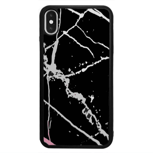 Apple iPhone X Marble Cream Cracks Black Glossy Θήκη