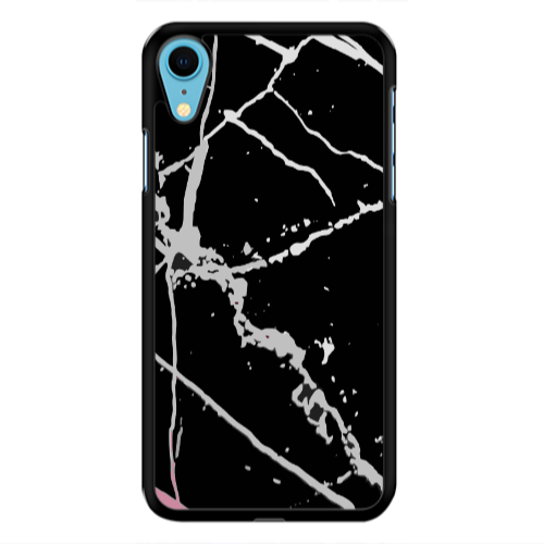 Apple iPhone Xr Marble Cream Cracks Black Glossy Θήκη