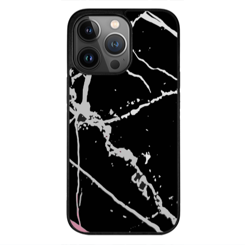 Apple iPhone 13 Pro Max Marble Cream Cracks Black Glossy Θήκη