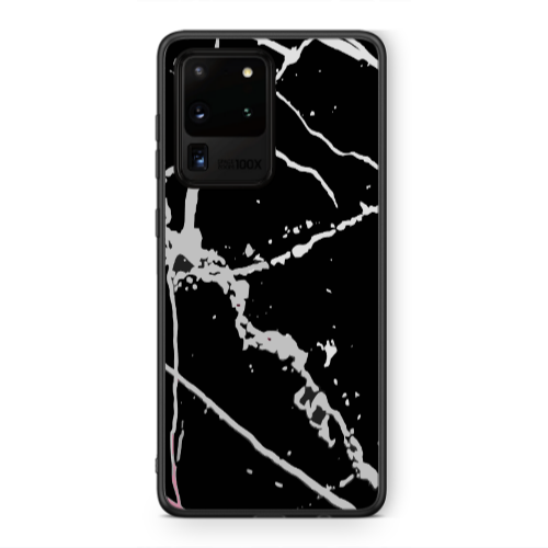 Samsung S20 Ultra Marble Cream Cracks Black Glossy Θήκη