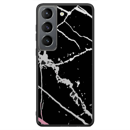 Samsung S21 Ultra Marble Cream Cracks Black Glossy Θήκη