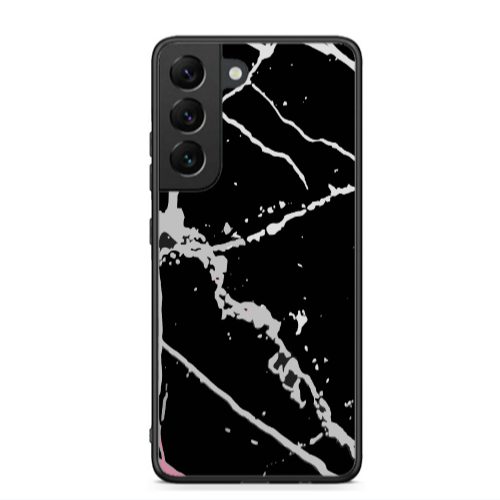 Samsung S22 Marble Cream Cracks Black Glossy Θήκη