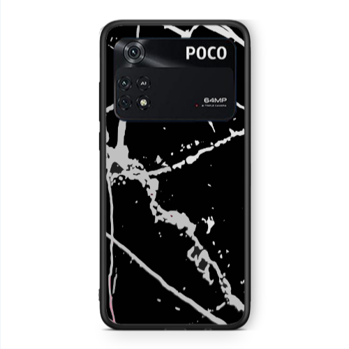 Xiaomi Poco M4 Pro 4G Marble Cream Cracks Black Glossy Θήκη