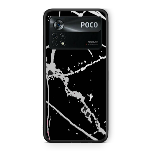 Xiaomi Poco X4 Pro Marble Cream Cracks Black Glossy Θήκη