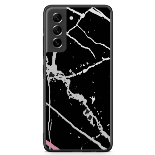 Samsung S21 FE Marble Cream Cracks Black Glossy Θήκη
