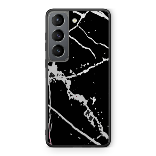 Samsung S21 PLUS Marble Cream Cracks Black Glossy Θήκη