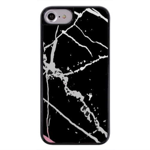 Apple iPhone 7 Marble Cream Cracks Black Glossy Θήκη