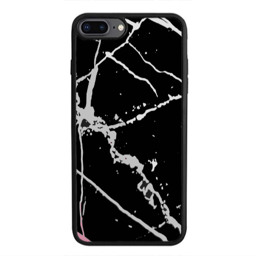 Apple iPhone 7 Plus Marble Cream Cracks Black Glossy Θήκη