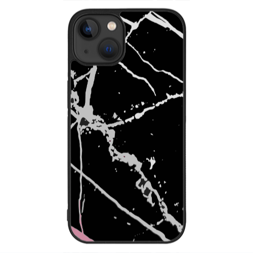 Apple iPhone 13 Mini Marble Cream Cracks Black Glossy Θήκη