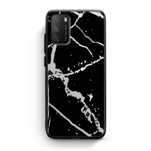 Xiaomi Poco M3 Marble Cream Cracks Black Glossy Θήκη
