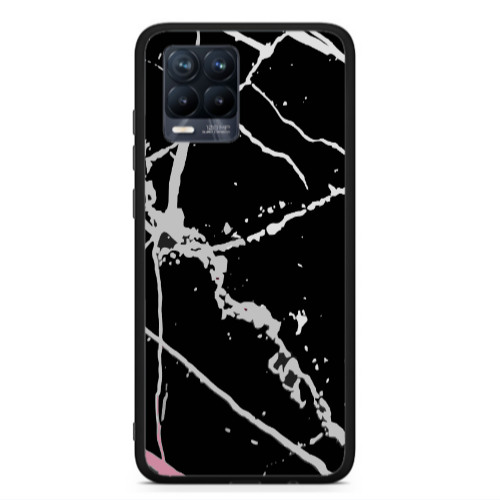 Realme 8  Marble Cream Cracks Black Glossy Θήκη