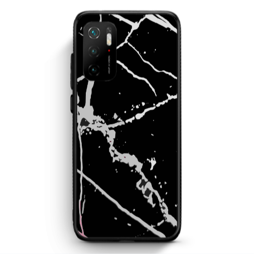 Xiaomi Poco M3 Pro Marble Cream Cracks Black Glossy Θήκη