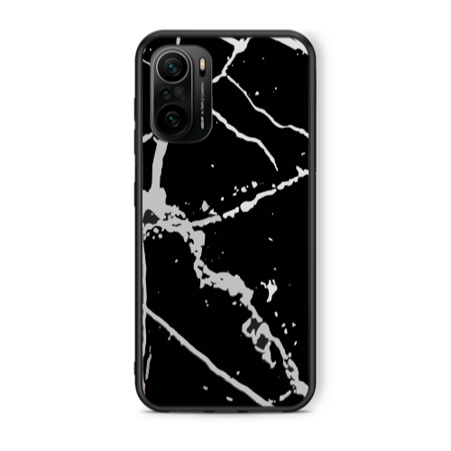 Xiaomi Poco F3 Marble Cream Cracks Black Glossy Θήκη