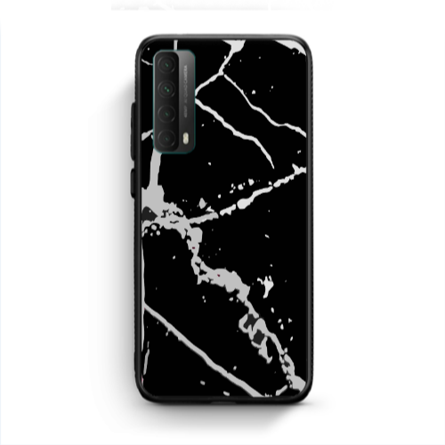 Huawei P Smart 2021 Marble Cream Cracks Black Glossy Θήκη