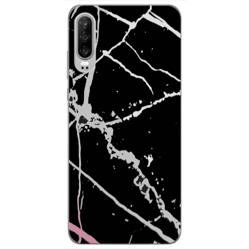 Huawei P30 Marble Cream Cracks Transparent Silicone TPU Θήκη