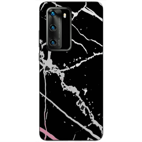Huawei P40 Marble Cream Cracks Transparent Silicone TPU Θήκη