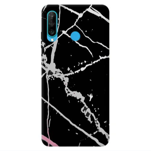 Huawei P30 Lite Marble Cream Cracks Transparent Silicone TPU Θήκη