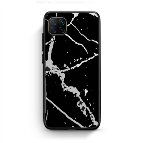Huawei P40 Lite Marble Cream Cracks Black Glossy Θήκη
