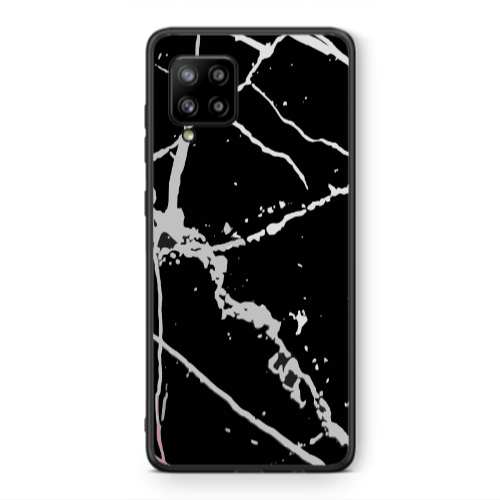 Samsung A42 5G Marble Cream Cracks Black Glossy Θήκη