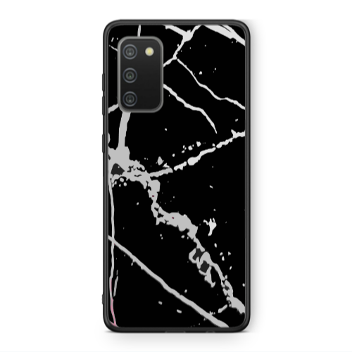 Samsung A02s Marble Cream Cracks Black Glossy Θήκη