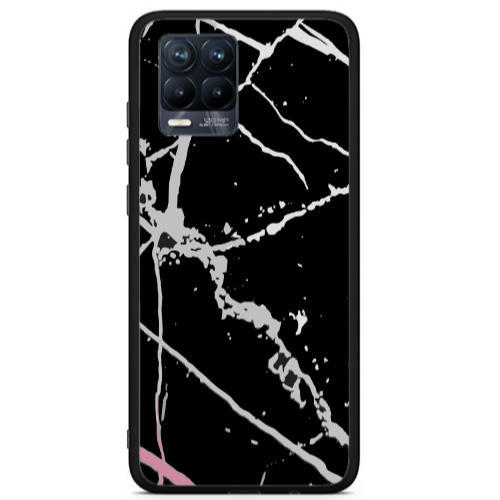 Realme 8 i Marble Cream Cracks Black Glossy Θήκη