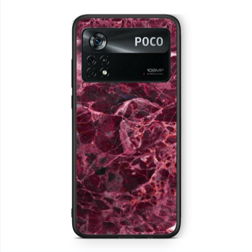 Xiaomi Poco X4 Pro Marble Cherry Black Glossy Θήκη