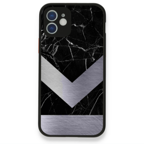 Apple iPhone 12 Marble Arrow Down Black Glossy Θήκη