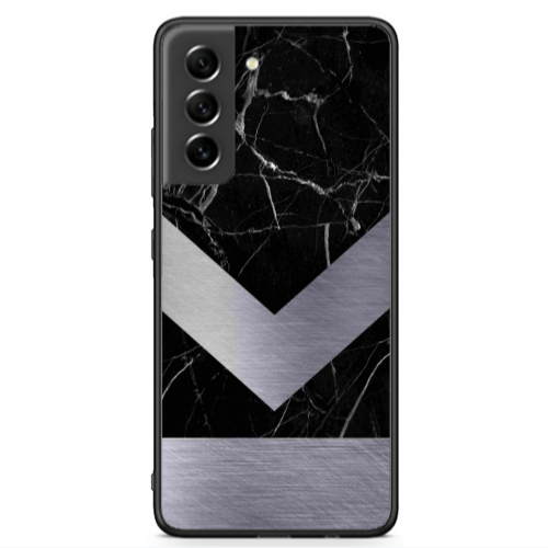 Samsung S21 FE Marble Arrow Down Black Glossy Θήκη