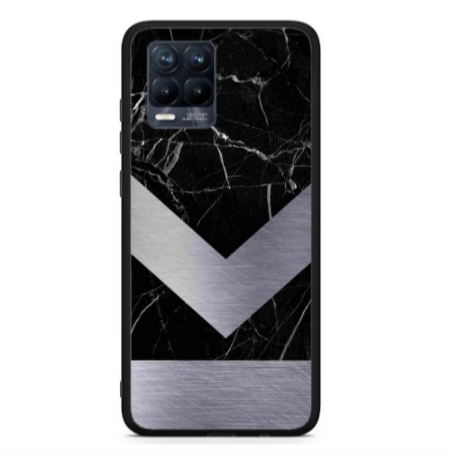Realme 8  Marble Arrow Down Black Glossy Θήκη