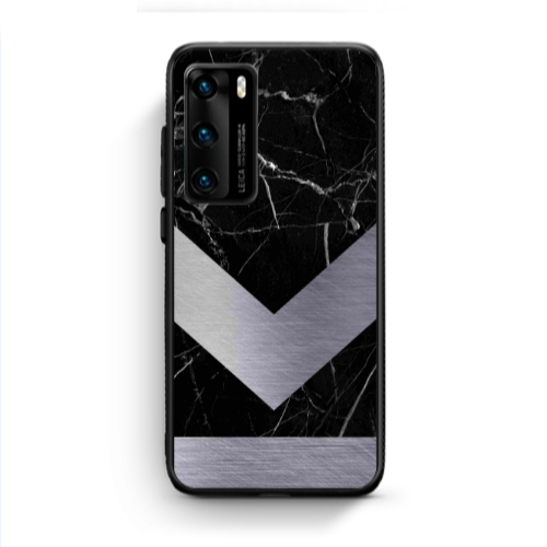 Huawei P40 Marble Arrow Down Black Glossy Θήκη