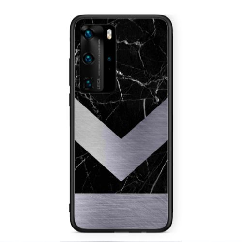 Huawei P40 Pro Marble Arrow Down Black Glossy Θήκη