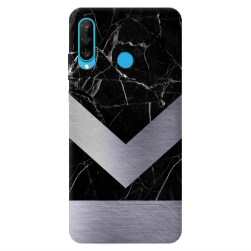 Huawei P30 Lite Marble Arrow Down Transparent Silicone TPU Θήκη