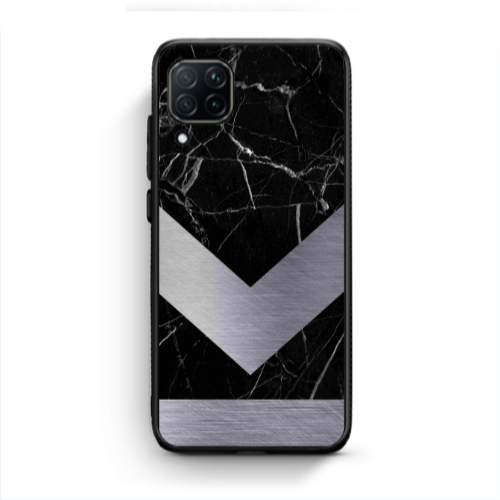Huawei P40 Lite Marble Arrow Down Black Glossy Θήκη