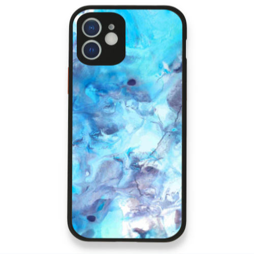 Apple iPhone 12 Marble Clouds Black Glossy Θήκη