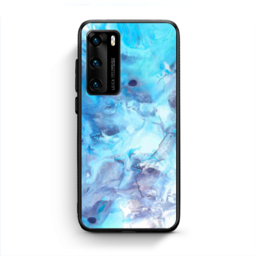 Huawei P40 Marble Clouds Black Glossy Θήκη