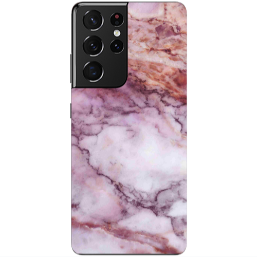 Samsung S21 Ultra Marble Brown And Pink Transparent Silicone TPU Θήκη